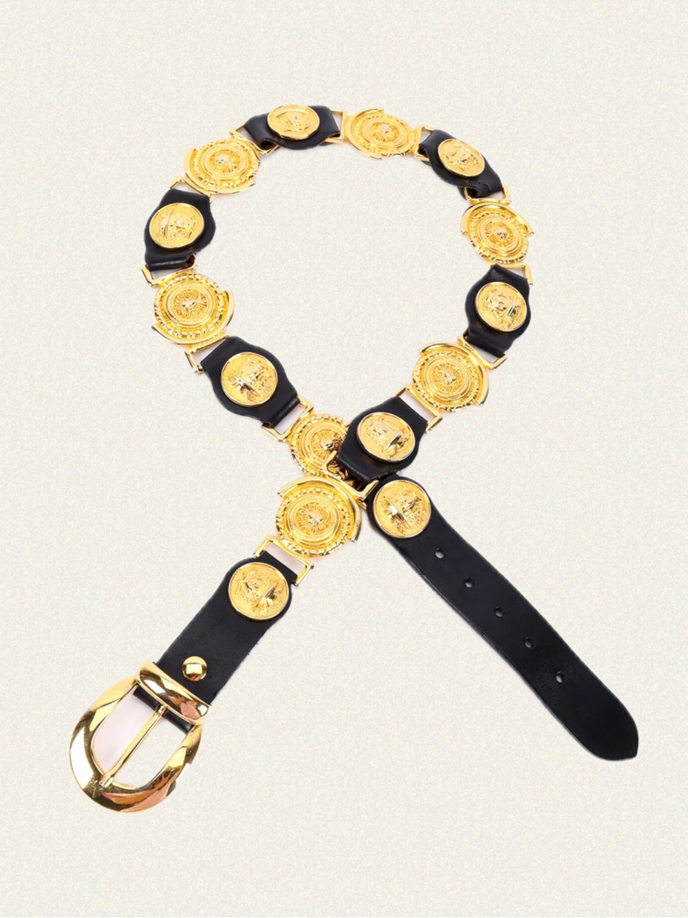 Vintage Milos Medusa Link Italian Leather Belt